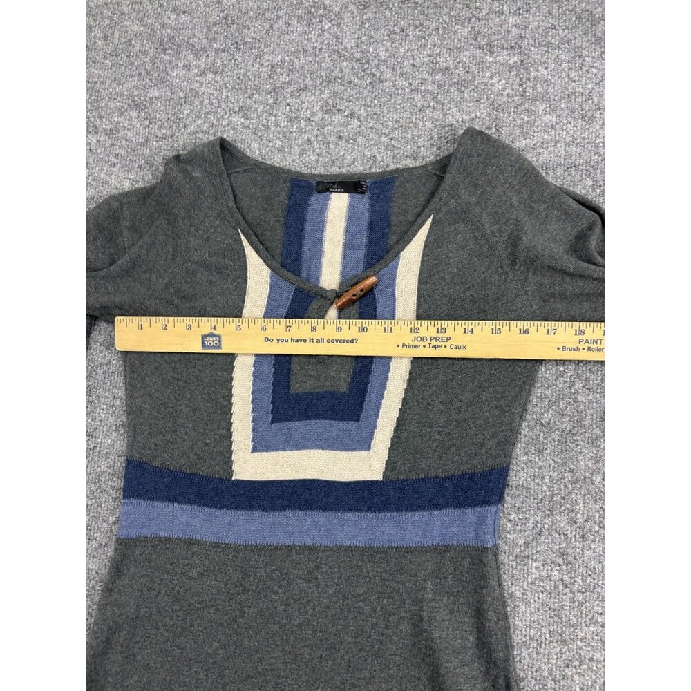 Prana Sweater Dress Womens Small Gray Colorblock Scoop Neck 3/4 Sleeve Knit - Picture 4 of 8